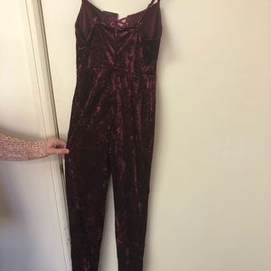 NWT Forever 21 Sz S “crushed velvet” red jumpsuit